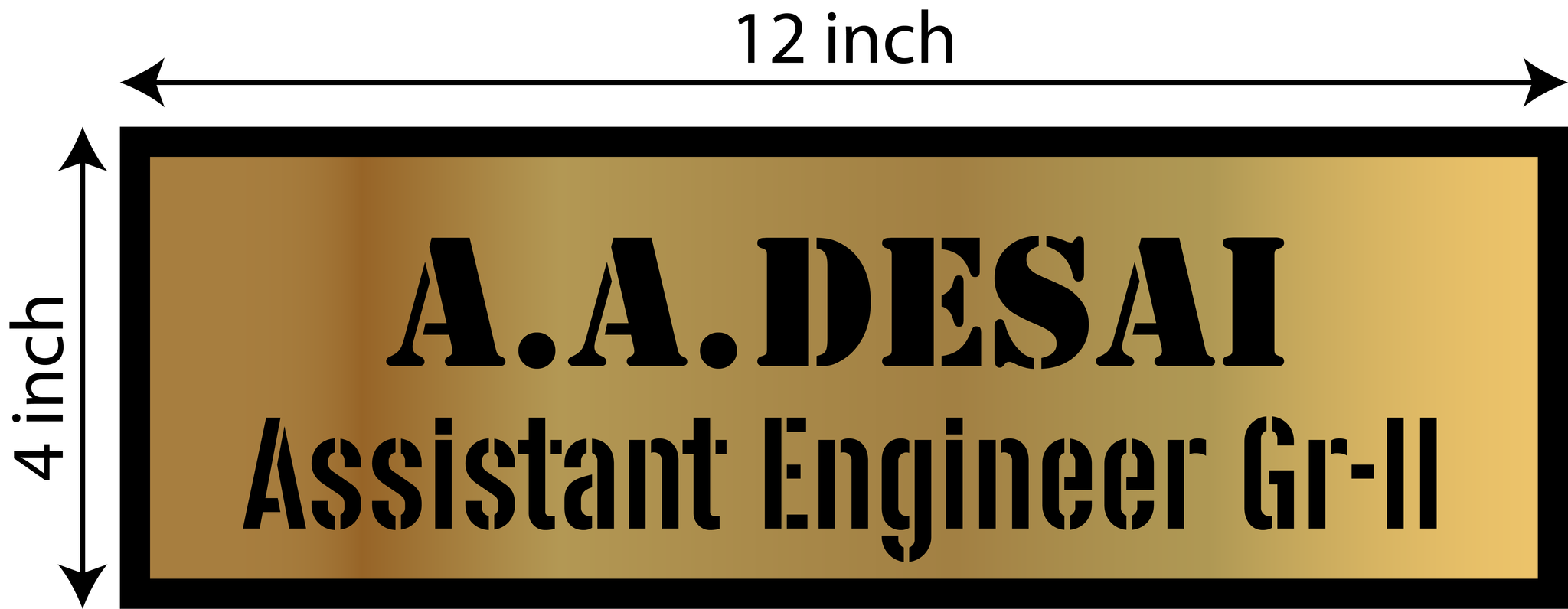 Customized Self Adhesive Black Plate Golden Name