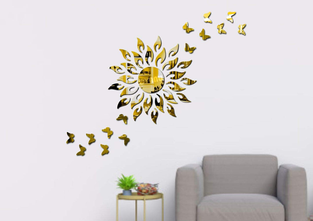 Flower with Butterfly Decorative Acrylic Self-Adhesive Wall Sticker