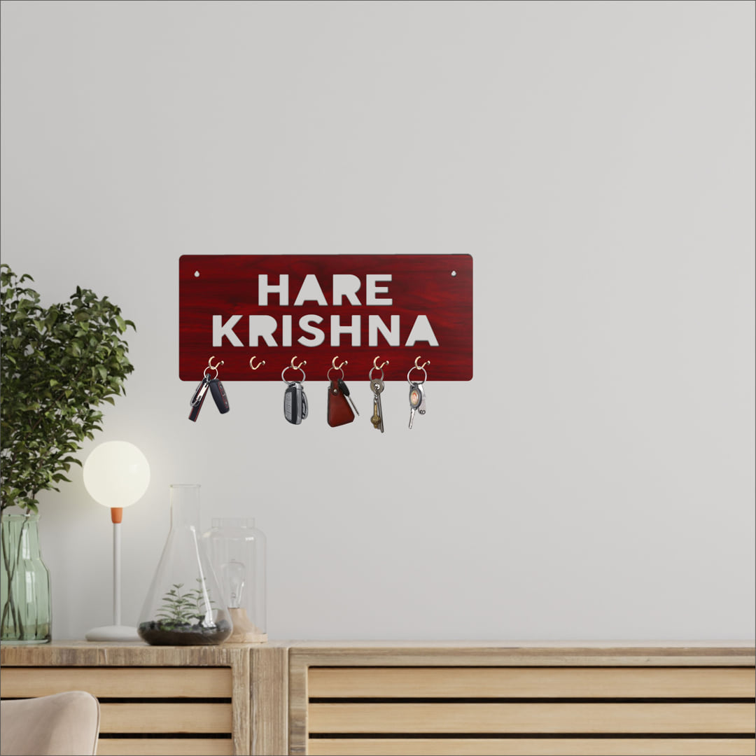 Hare-Krishna MDF Key Holder with 6Hooks