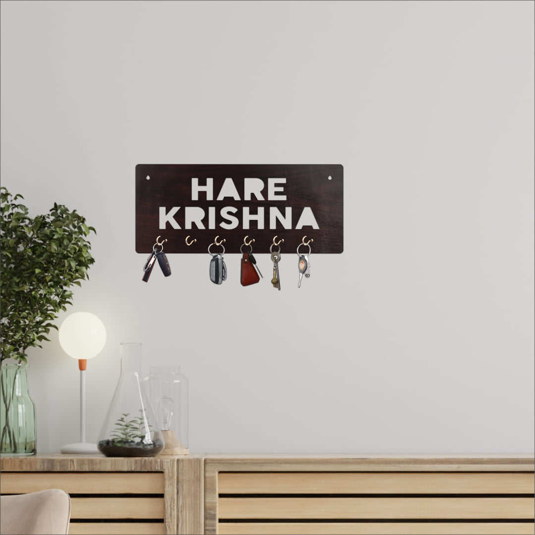 Hare-Krishna MDF Key Holder with 6Hooks