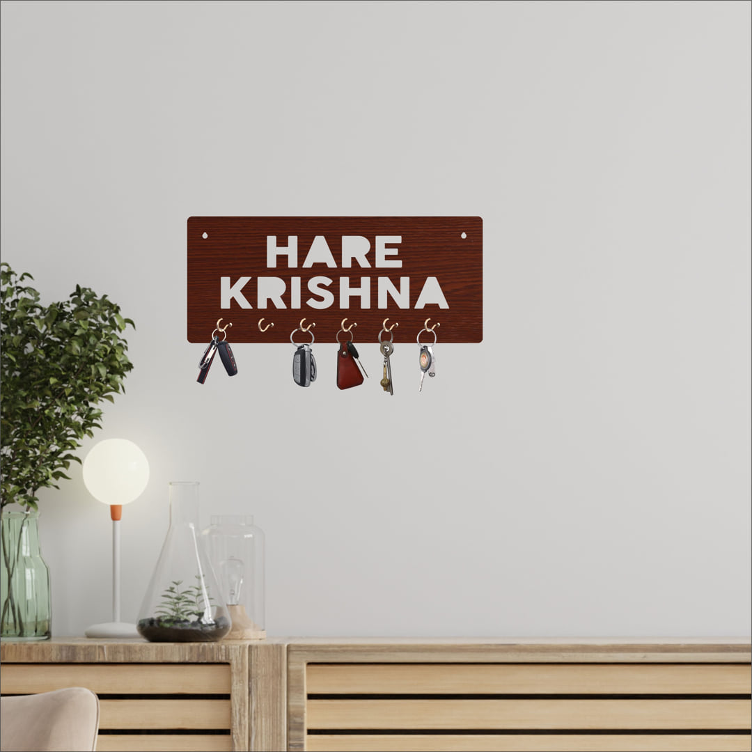 Hare-Krishna MDF Key Holder with 6Hooks