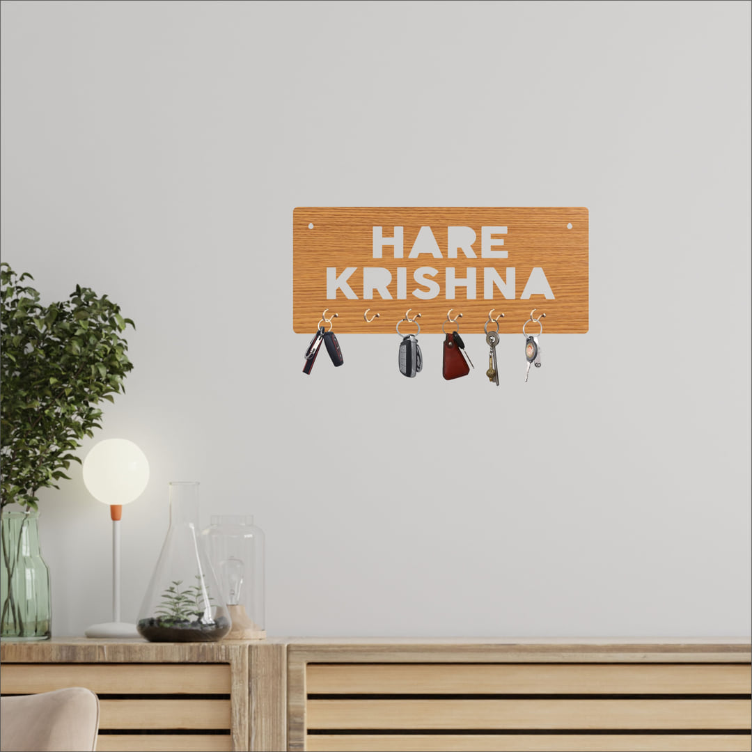 Hare-Krishna MDF Key Holder with 6Hooks