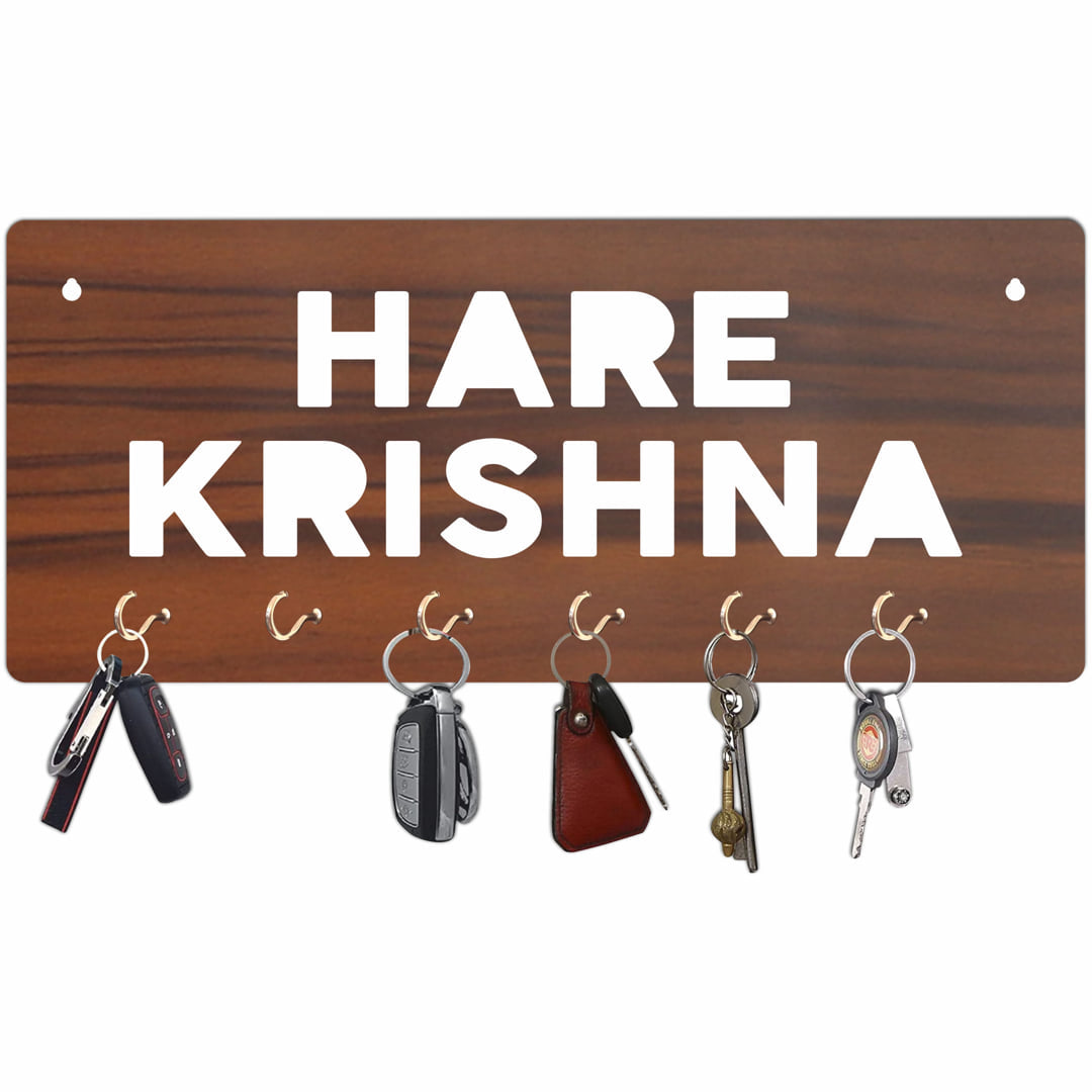 Hare-Krishna MDF Key Holder with 6Hooks