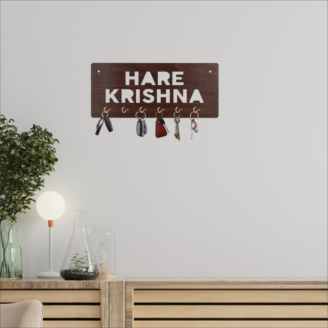 Hare-Krishna MDF Key Holder with 6Hooks