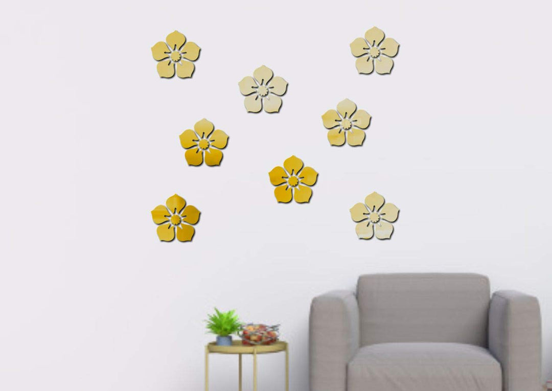 Little Flower Decorative Acrylic Self-Adhesive Wall Sticker(8 Flowers)