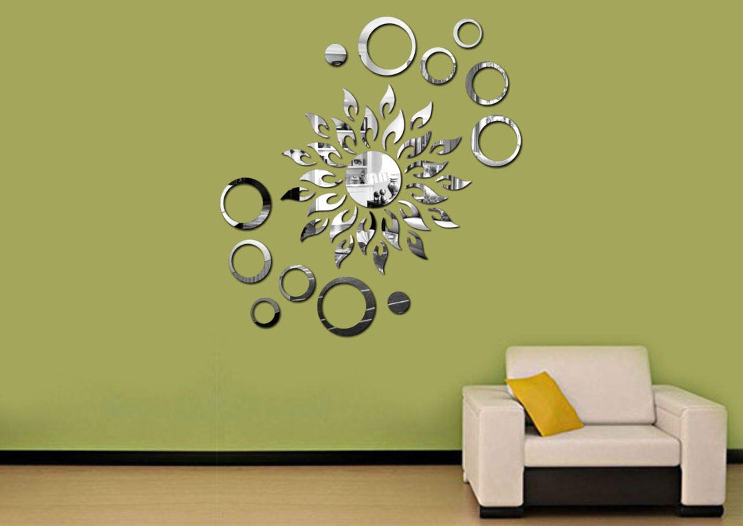 Circle Flower Design Decorative Acrylic Self-Adhesive Wall Sticker