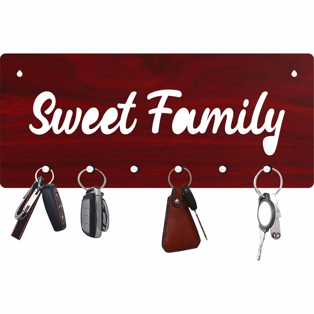 Sweet Family MDF Key Holder with Knob hook