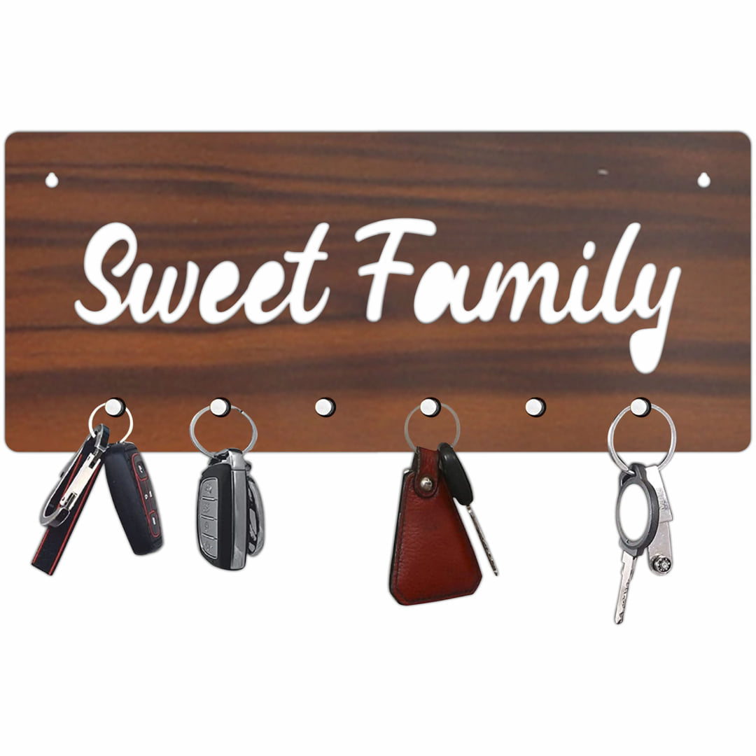 Sweet Family MDF Key Holder with Knob hook