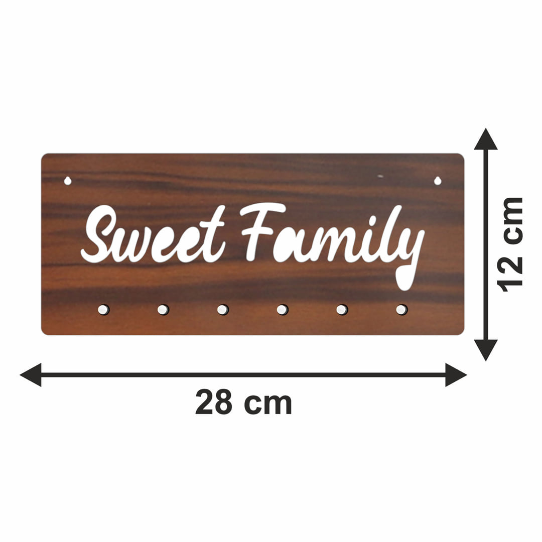 Sweet Family MDF Key Holder with Knob hook