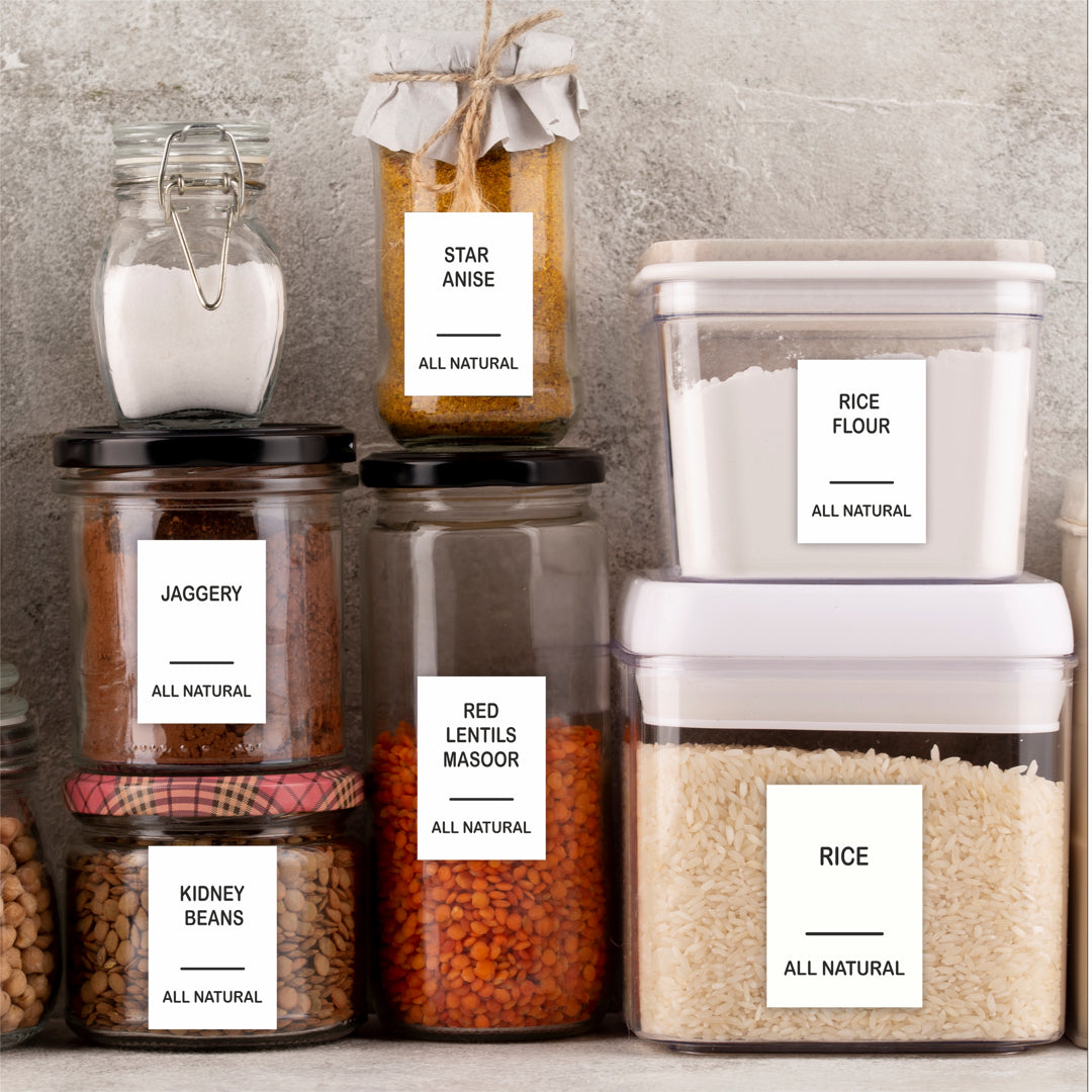 192pcs Spice White Label Jar Sticker Ingredient Labels for Kitchen