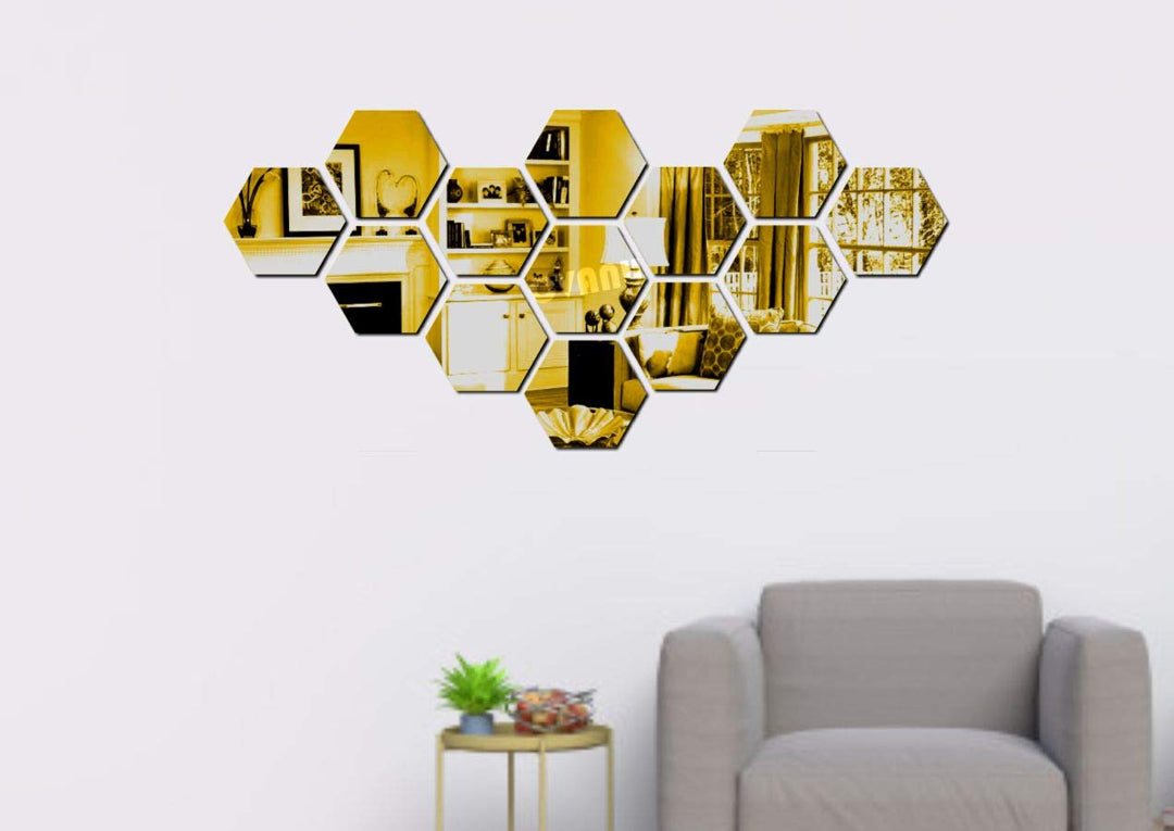 Mini Hexagon Decorative Acrylic Self-Adhesive Wall Sticker (13 Hexagon)