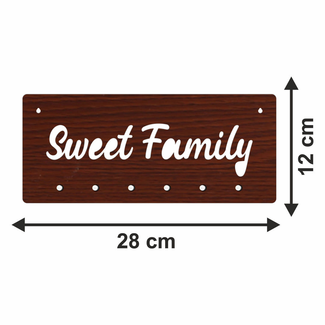 Sweet Family MDF Key Holder with Knob hook