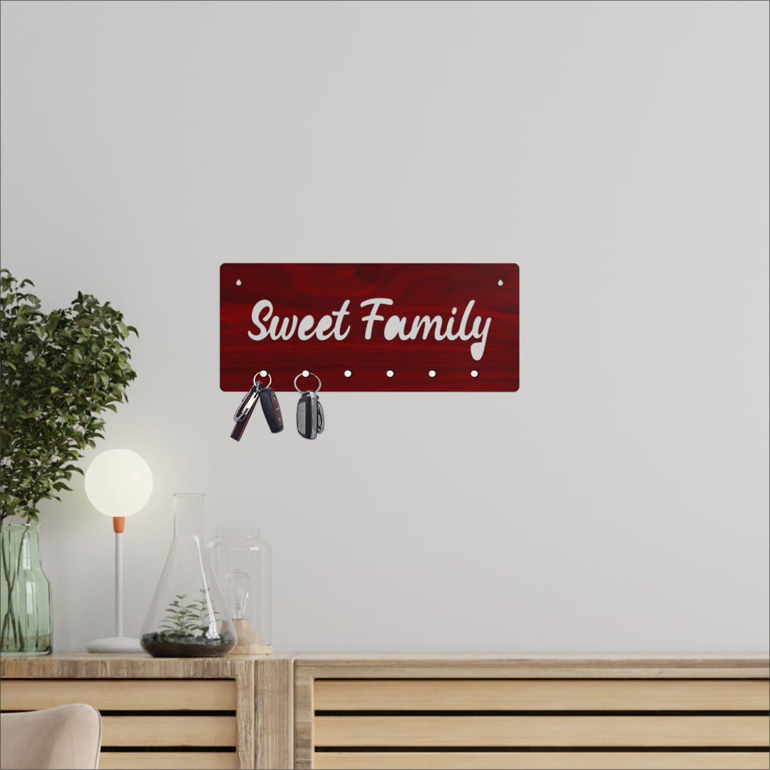 Sweet Family MDF Key Holder with Knob hook