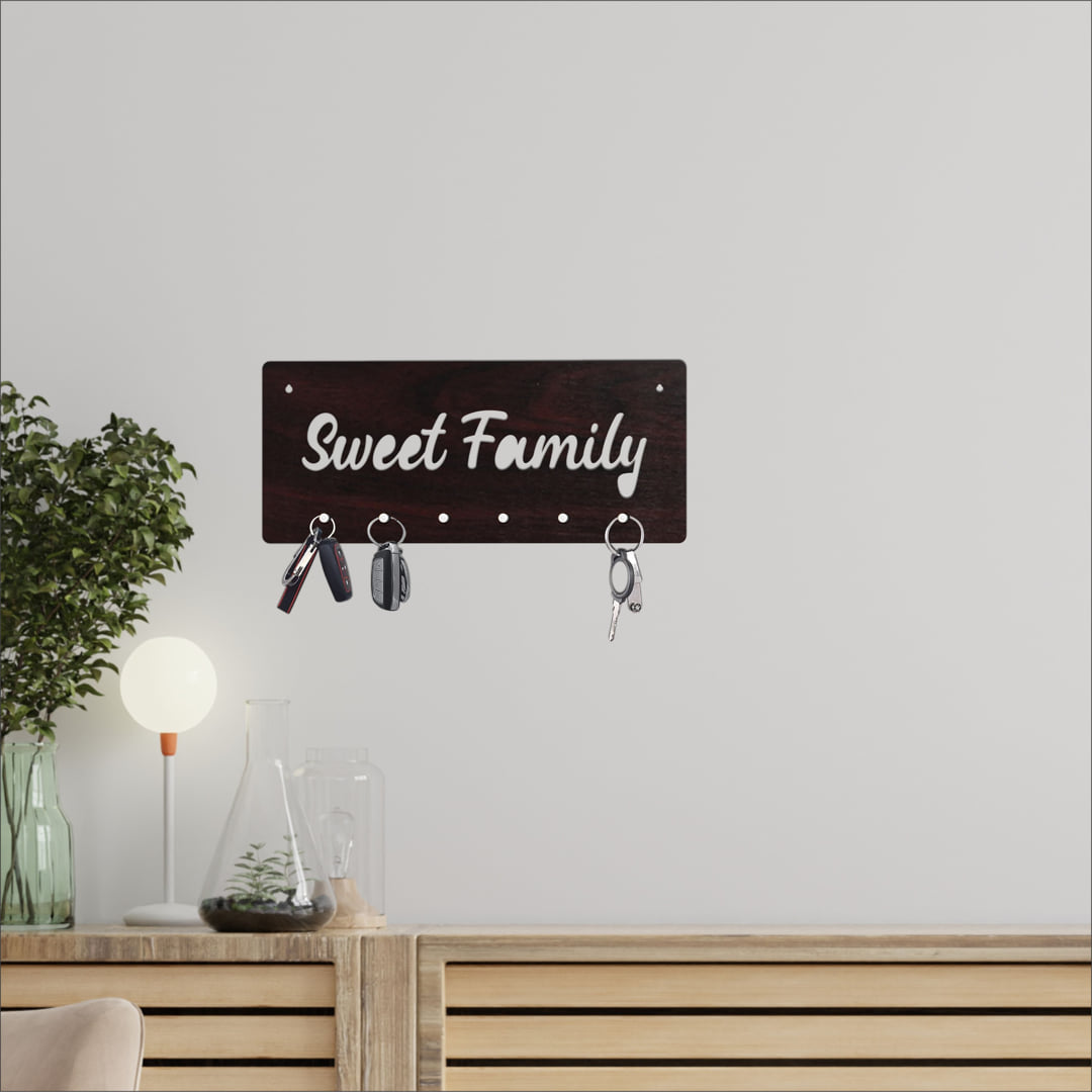 Sweet Family MDF Key Holder with Knob hook