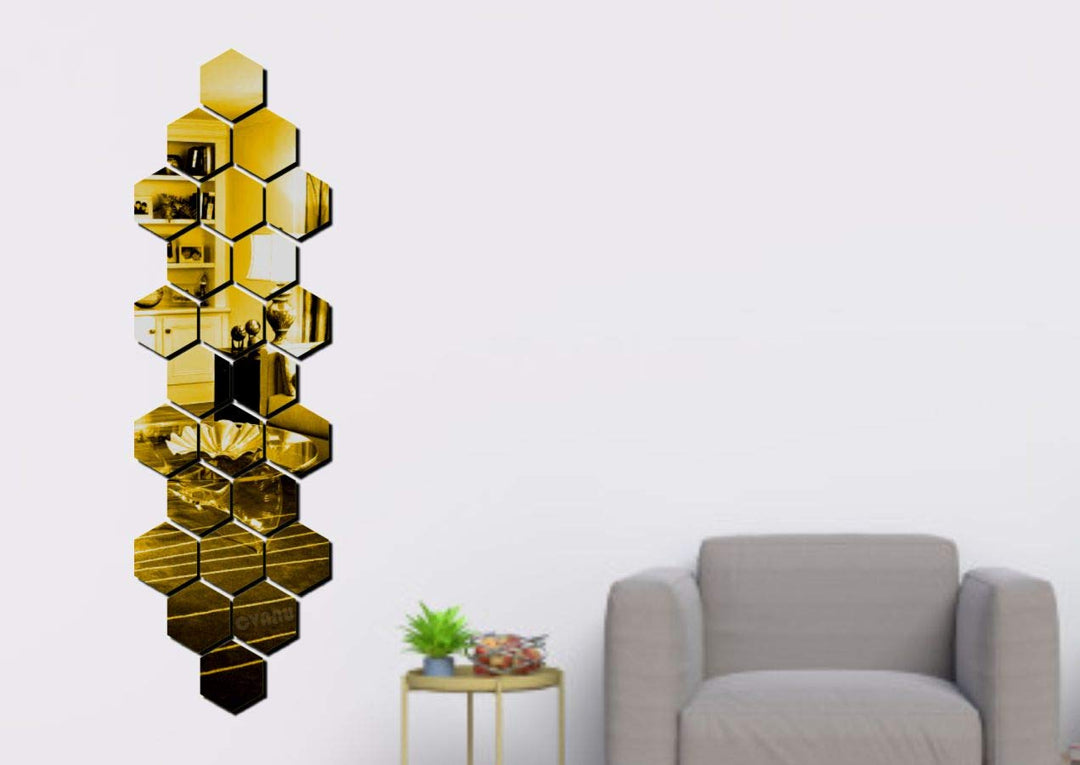 Mini Hexagon Decorative Acrylic Self-Adhesive Wall Sticker (24 Hexagon)