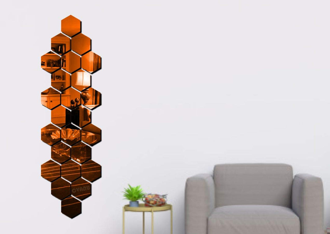 Mini Hexagon Decorative Acrylic Self-Adhesive Wall Sticker (24 Hexagon)