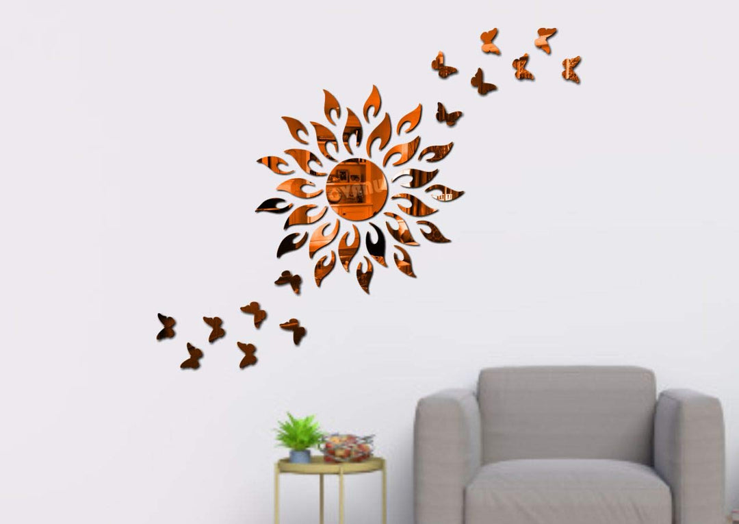 Flower with Butterfly Decorative Acrylic Self-Adhesive Wall Sticker