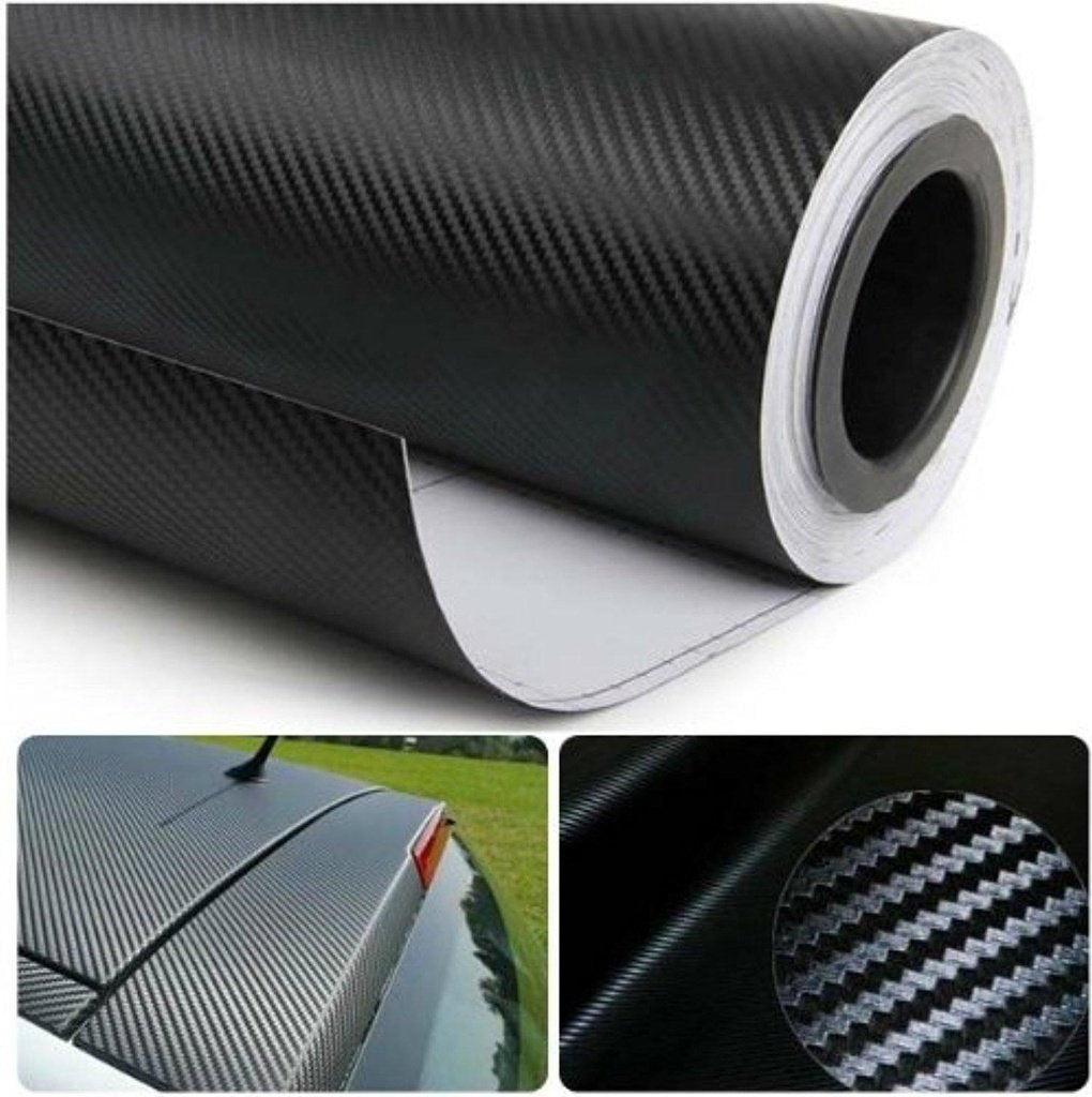 3D Carbon Fiber Car Wrap Sheet Decal (Black)