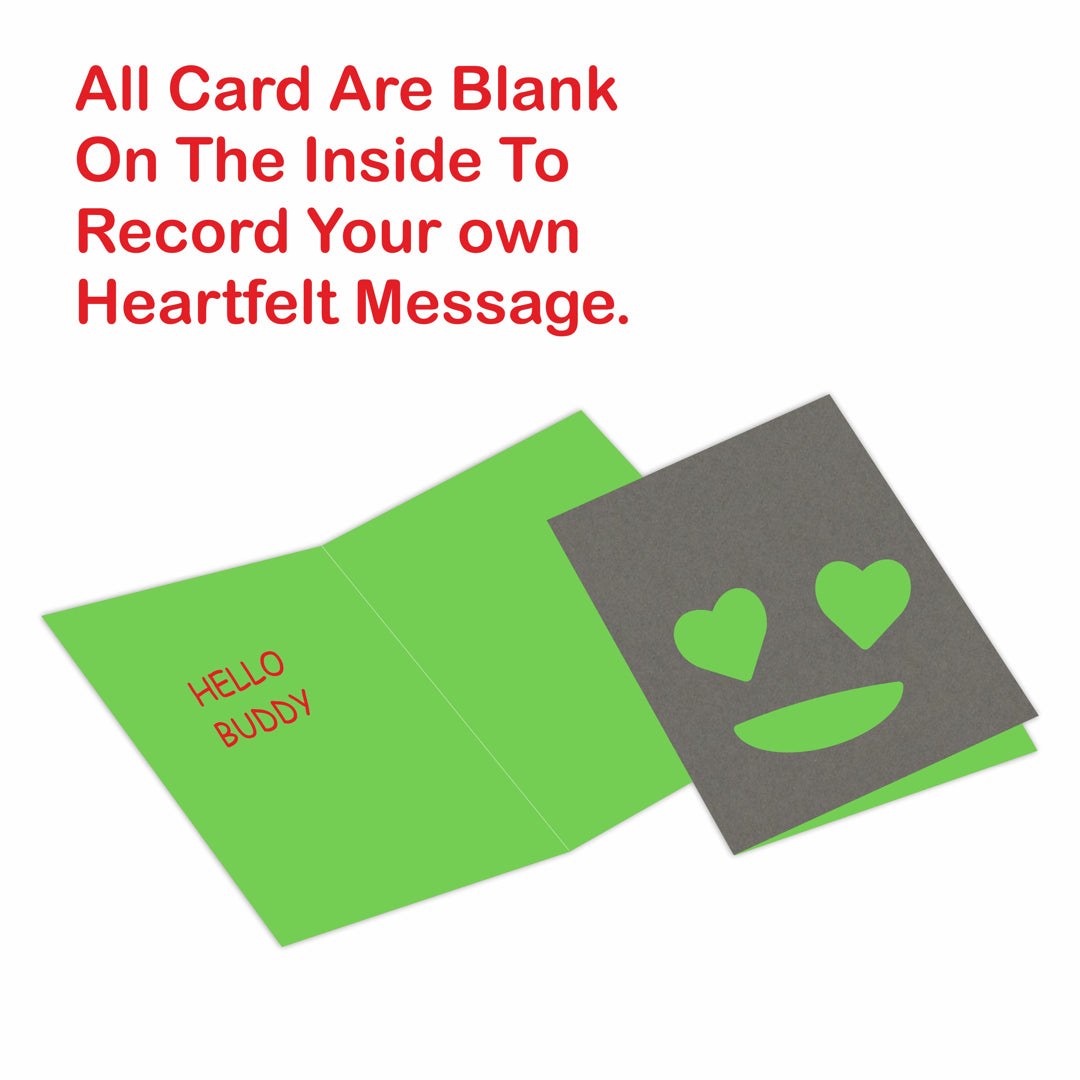 Greeting Card 12 Design, Blank Notecard with Envelope (Grey)