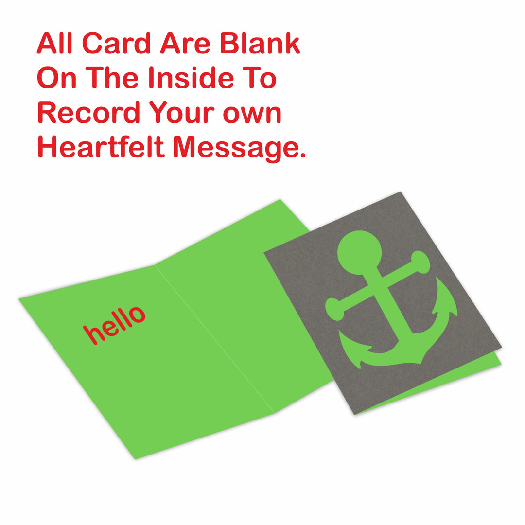 Greeting Card 12 Design, Blank Notecard with Envelope (Grey)