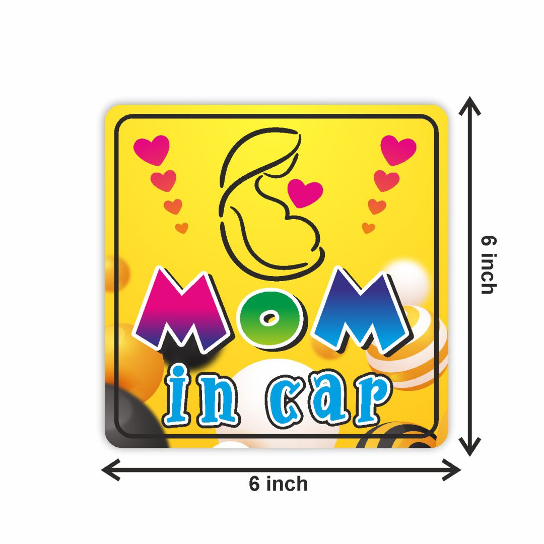 MOM in Car Safety Warning Decal(2pc)