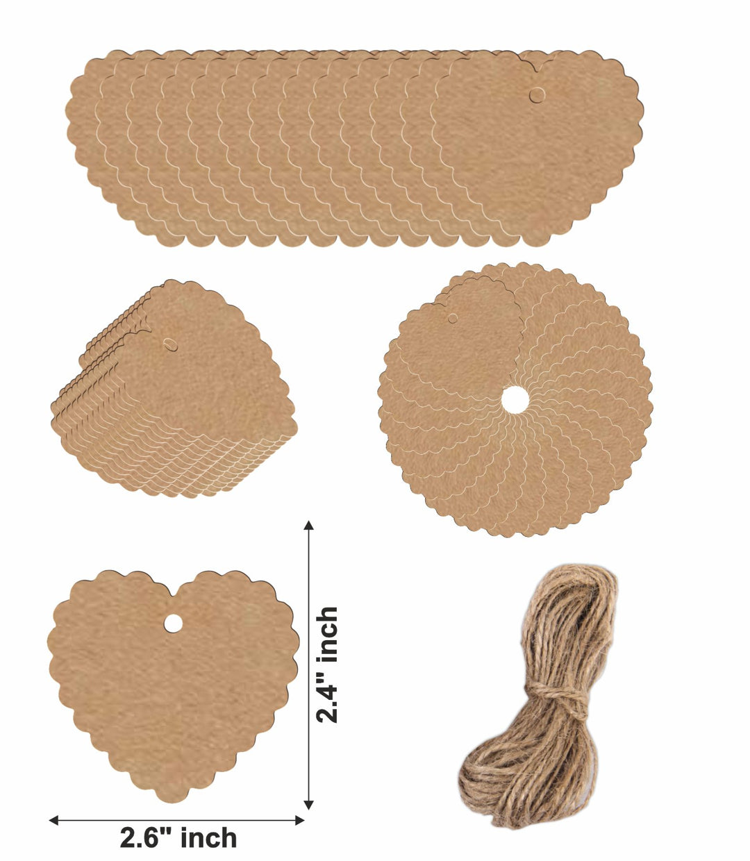 Heart Shape Brown Kraft Paper Writable Tags for Blessing Writing