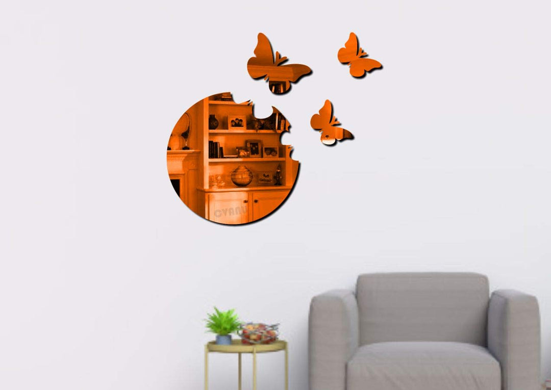Circle with Butterfly Decorative Acrylic Self-Adhesive Wall Sticker