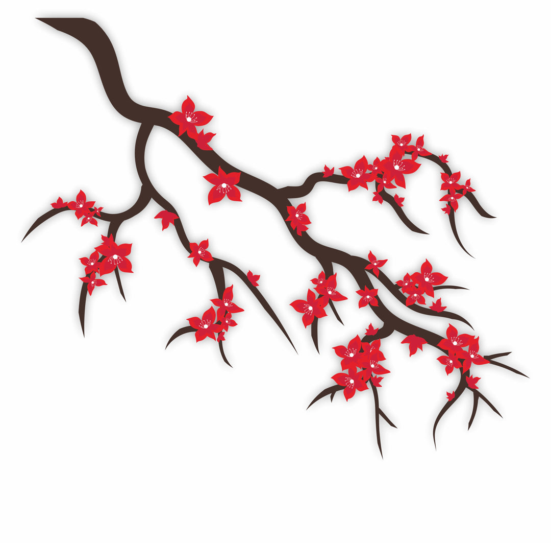 Flowers on Branches PVC Vinyl Wall Sticker for Wall Decor