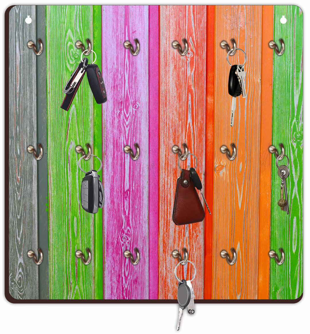 MDF Keychain Holder with 18 Hooks/Knobs