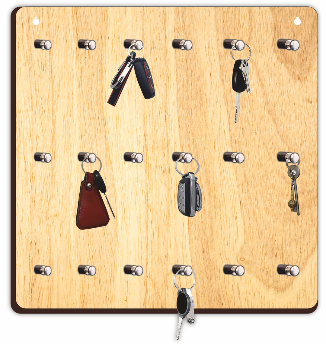 MDF Keychain Holder with 18 Hooks/Knobs