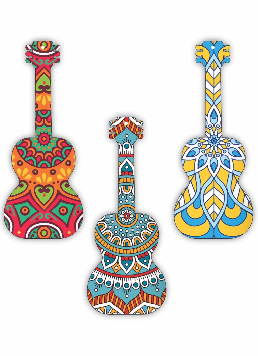 MDF Print Guitar Shaped Cutout Wall Decor