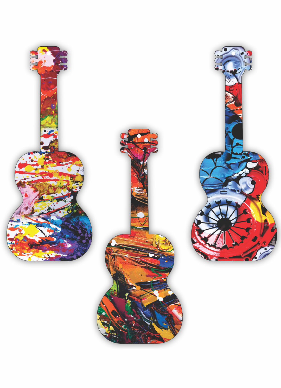 MDF Print Guitar Shaped Cutout Wall Decor