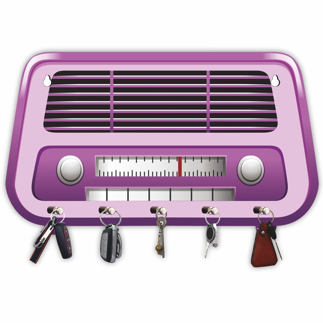 Radio Design Shaped 5 Knob Hook Key-Holder