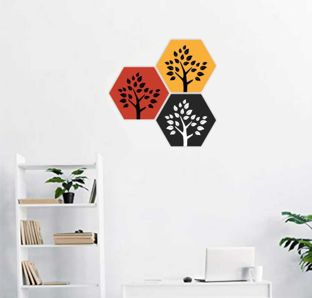 MDF Hexagon Wall Plaque Decor