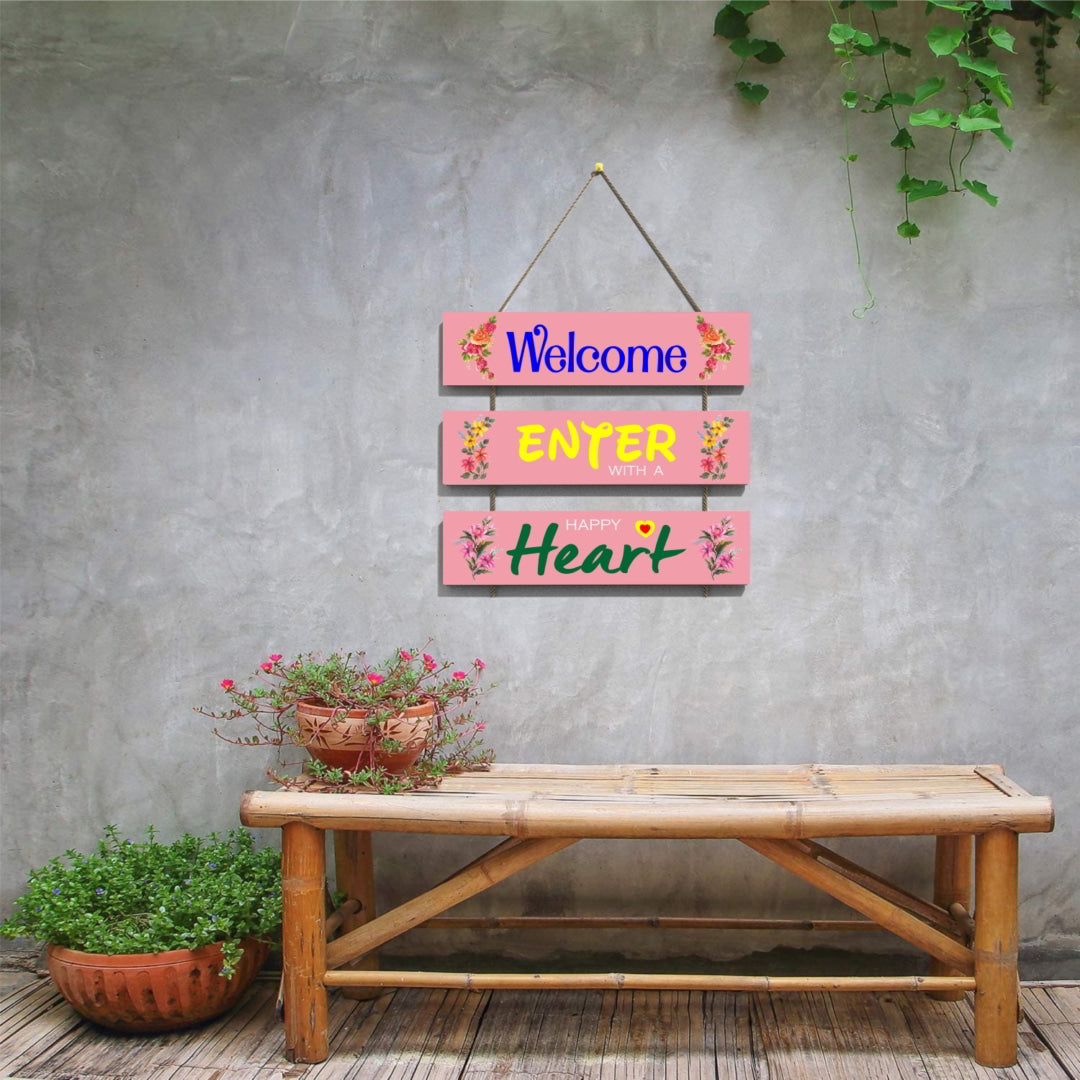 Welcome Enter Heart Wall Hanging Board