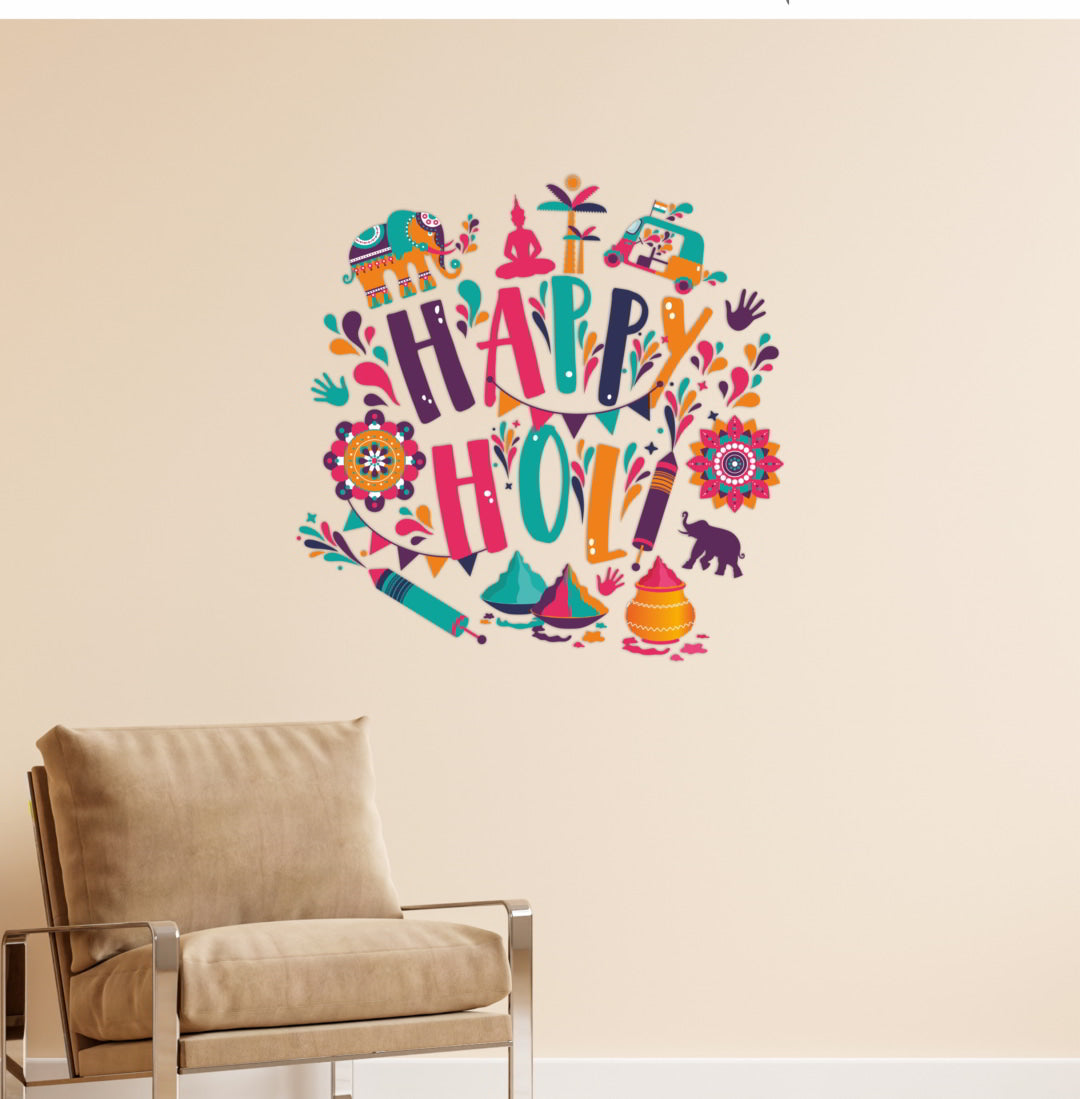 Holi Wall Transparent Vinyl Sticker